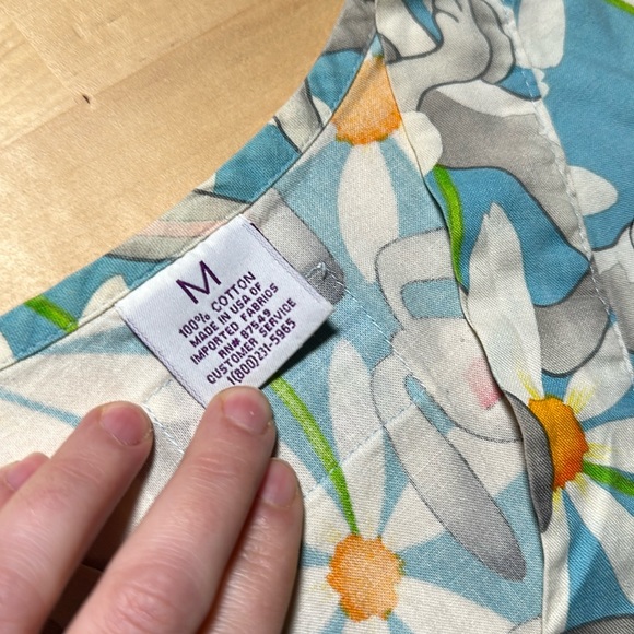 S.C.R.U.B.S. Blue Rabbit & Flower Patterned Scrub Top - Picture 5 of 5